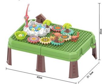 Manual gear block assembly dinosaur image fishing pool block table&block storage box   ITEM NO.： W073846