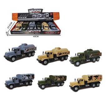 Long headed open door return military truck transportation/oil tanker (display box mixed with 6 pieces)   ITEM NO.： W082743