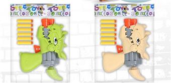 Q-version dinosaur three hole soft bullet gun, green/meter, mixed with 2 colors   ITEM NO.： W080951