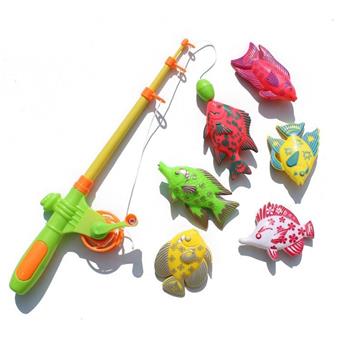 7-piece set of magnetic fishing toys (6 fish and 1 rod) for playing in the water and playing at home   ITEM NO.： W073573