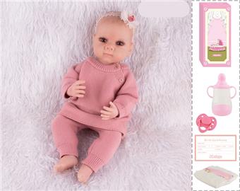 55cm Rebirth Doll High Simulation Baby Doll, (Hand drawn Hair) Full Body Soft Rubber, Comes with Bottle, Magnetic Nipper, Diaper, Birth Card   ITEM NO.： W076827