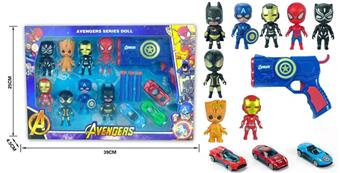 Q-version Avengers (with soft bullet gun and alloy car)   ITEM NO.： W079279