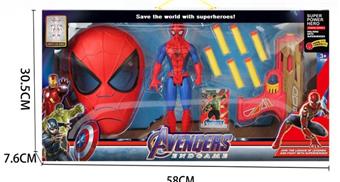Spider Man/Soft Bullet Gun/6 Bullets/Mask 26 Dolls (with lights)   ITEM NO.： W080658