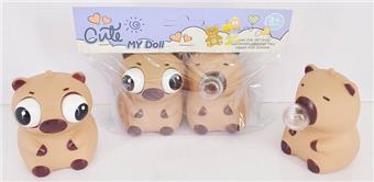 2 pieces of vinyl coated Kapibala explosive eye and Kapibala bubble decompression toys in a PVC bag with a card head   ITEM NO.： W078139
