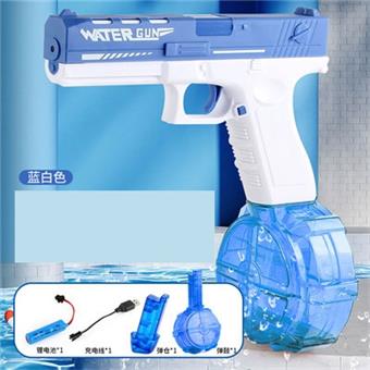 Water gun blue white/lithium battery * 1 charging cable * 1 magazine * 1 drum * 1   ITEM NO.： W069177