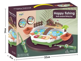 Puzzle electric fishing toy pool set, lighting, music, cute duck playing in the water, fishing platform   ITEM NO.： W074296