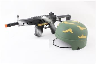 Camouflage vibrating flint drum gun+field hat   ITEM NO.： W069132