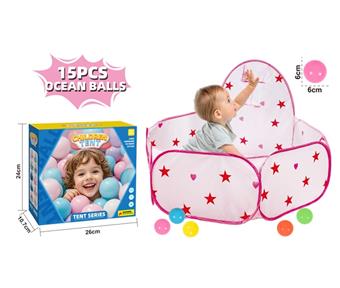 Children's Tent Ball Pool - With Shooting - Color Box Packaging - Pink Star Theme   ITEM NO.： W083283