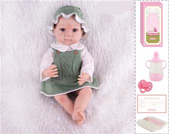 55cm Rebirth Doll High Simulation Baby Doll, (Hand drawn Hair) Full Body Soft Rubber, Comes with Bottle, Magnetic Nipper, Diaper, Birth Card   ITEM NO.： W076842