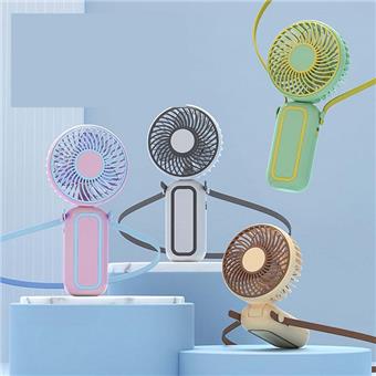 Collable neck hanging fan includes (250mAh lead-acid battery, charging cable, instruction manual (white, pink, green, khaki)   ITEM NO.： W075438
