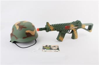 Camouflage vibrating flint gun+assault cap   ITEM NO.： W069094