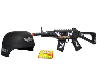 Camouflage vibrating flint drum gun+field hat   ITEM NO.： W068973