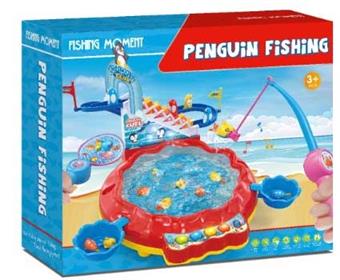 Electric water fishing reel+Penguin stair climbing game (lighting, music, with USB cable, fishing reel table legs) 3 * AA battery (not included)   ITEM NO.： W073340