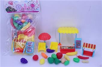 Vegetable and Fruit Stall House Set (16PCS of Food)   ITEM NO.： W071611