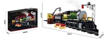 DIY Assembly Building Blocks Green Leather Steam Train   ITEM NO.： W072130