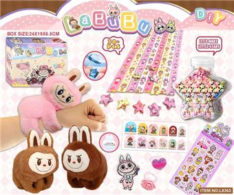 Labubu Plush Doll with DIY Folding Star Nail Stickers Set   ITEM NO.： W077054