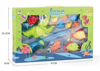 Fishing crocodile eating small fish toy, green/blue, mixed with 2 colors   ITEM NO.： W074362