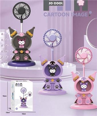 Soft and cute cartoon Kuromi fan with light/pencil sharpener (one fan, one light)   ITEM NO.： W075517