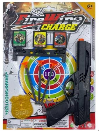 Soft elastic toy gun+police badge+3 consecutive targets   ITEM NO.： W080562