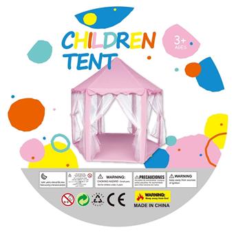 Pink Castle Hexagonal Tent Foldable Children's Outdoor Playhouse   ITEM NO.： W083501