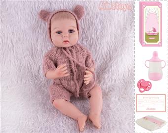 55cm Rebirth Doll High Simulation Baby Doll, (Hand drawn Hair) Full Body Soft Rubber, Comes with Bottle, Magnetic Nipper, Diaper, Birth Card   ITEM NO.： W076840