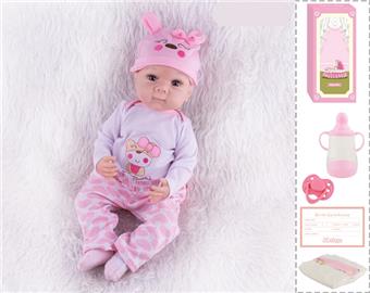 55cm Rebirth Doll High Simulation Baby Doll, (Hand drawn Hair) Full Body Soft Rubber, Comes with Bottle, Magnetic Nipper, Diaper, Birth Card   ITEM NO.： W076810