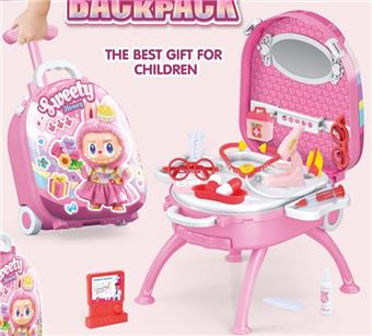 La Bu Bu Bu 4-in-1 Handheld Pull Rod Girls' Medical Equipment Alloy Backpack Set   ITEM NO.： W077647