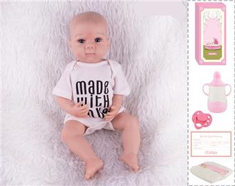 55cm Rebirth Doll High Simulation Baby Doll, (Hand drawn Hair) Full Body Soft Rubber, Comes with Bottle, Magnetic Nipper, Diaper, Birth Card   ITEM NO.： W076832