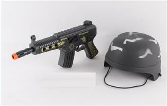 Camouflage vibrating flint drum gun+field hat   ITEM NO.： W069125