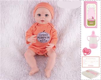 55cm Rebirth Doll High Simulation Baby Doll, (Hand drawn Hair) Full Body Soft Rubber, Comes with Bottle, Magnetic Nipper, Diaper, Birth Card   ITEM NO.： W076838