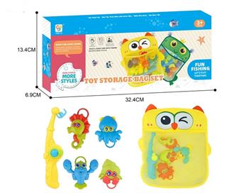 Bathroom Water Playing Owl Storage Bag Fishing Set, Blue/Yellow/Green, 3-Color Mixed Collection   ITEM NO.： W074352