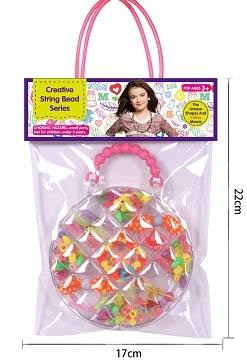Round bead box, solid color DIY bead toy set, PVC handbag   ITEM NO.： W068400