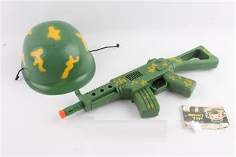 Building block point vibration flint drum gun+field hat   ITEM NO.： W068992