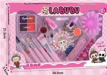 Labub Cosmetics Super Family Girl Children's Makeup Apply eye shadow nail polish Makeup Case Plus Crystal Bracelet   ITEM NO.： W076638