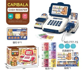 Cashier (Capibala) Home Furnishing Cash Register Supermarket Cashier Set Children's Card Swipe Scan Shopping Calculator Blue   ITEM NO.： W078295