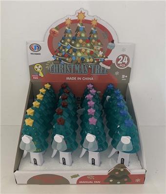 Mini Hand Pressure Fan Christmas Tree (24PCS)   ITEM NO.： W075307