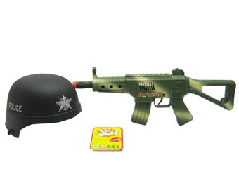 Grid vibrating flint drum gun+field hat   ITEM NO.： W069123