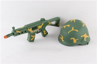 Camouflage vibrating flint gun+field hat   ITEM NO.： W069091