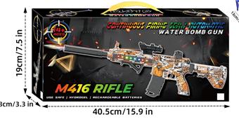 Detachable 4-cell 13 in 1 dual lithium battery powered colorful light electric sound M416 water assault rifle water ball 8mm air catapult with 3 modes of shooting game set (gun head sensing laser light cannon and gun body surrounding meteor light)   ITEM NO.： W079013