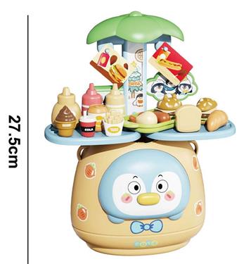 Cartoon Puzzle Multi functional Burger Tableware/Vegetable and Fruit Table Penguin Pattern Playhouse Toy   ITEM NO.： W070882