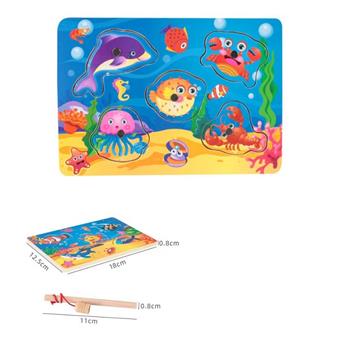 Wooden magnetic fishing set   ITEM NO.： W073712
