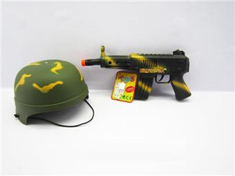 Camouflage vibrating flint drum gun+field hat   ITEM NO.： W068971