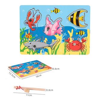 Wooden magnetic fishing set   ITEM NO.： W073714