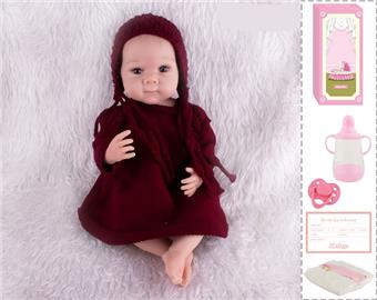 55cm Rebirth Doll High Simulation Baby Doll, (Hand drawn Hair) Full Body Soft Rubber, Comes with Bottle, Magnetic Nipper, Diaper, Birth Card   ITEM NO.： W076849