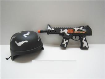 Camouflage vibrating flint drum gun+field hat   ITEM NO.： W068979