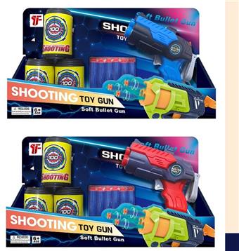 Three hole manual soft bullet gun with cola bottle target   ITEM NO.： W080342
