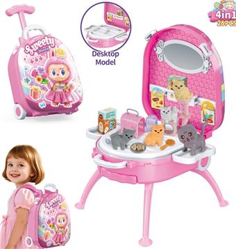 Rabbu 4-in-1 Handheld Pull Rod Pet Cat Alloy Backpack Set   ITEM NO.： W077641