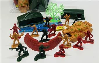 Military Set (15 4.5cm tall soldiers with tanks, tents, sandbags, trees, military maps)   ITEM NO.： W083378