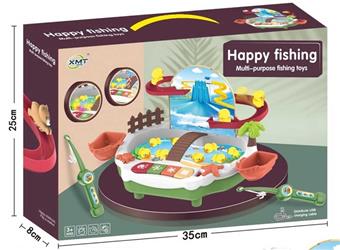 Puzzle electric fishing toy pool set, magnetic animal track, multifunctional lighting, music, water play, fishing platform   ITEM NO.： W074299