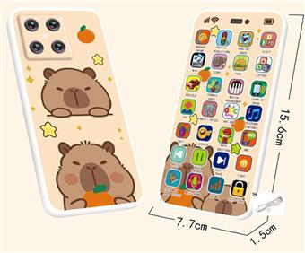 Kapibala puzzle early education mobile phone (USB charging, light, music, early education story with recording and arrangement function, 28 button charging version in English)   ITEM NO.： W078217